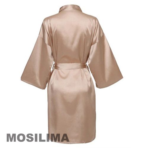 Elegant Kimono Satin Bathrobe for Bridesmaid - Stylish Comfort for Weddings - Champagne / L