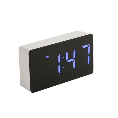 LED Digital Alarm Clock - Multifunctional Wall Clock for Home & Office Decor - blue-word