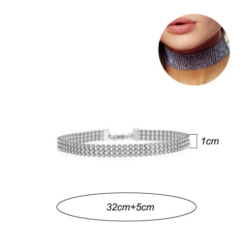 HONGTU BOBY Fashional Punk Choker Necklace with Rhinestones