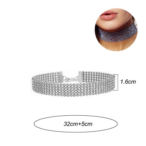 HONGTU BOBY Fashional Punk Choker Necklace with Rhinestones - NPYSJ11043-3SL-5