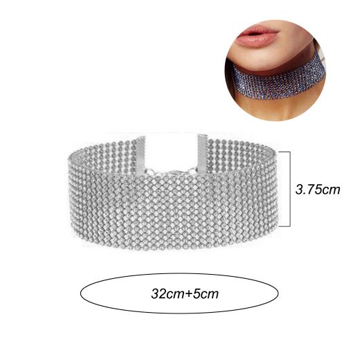 HONGTU BOBY Fashional Punk Choker Necklace with Rhinestones