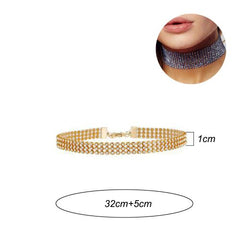 HONGTU BOBY Fashional Punk Choker Necklace with Rhinestones