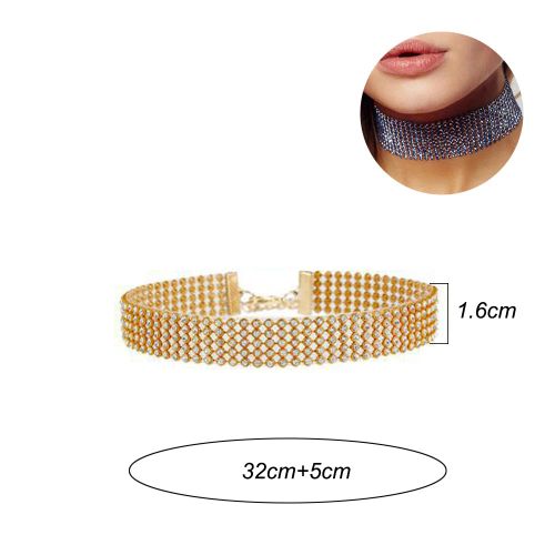 HONGTU BOBY Fashional Punk Choker Necklace with Rhinestones