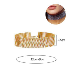 HONGTU BOBY Fashional Punk Choker Necklace with Rhinestones