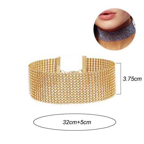 HONGTU BOBY Fashional Punk Choker Necklace with Rhinestones