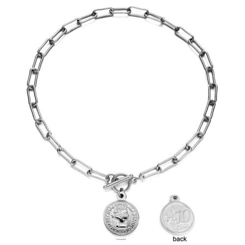Stainless Steel Toggle Choker Necklace - Versatile Fashion Accessory