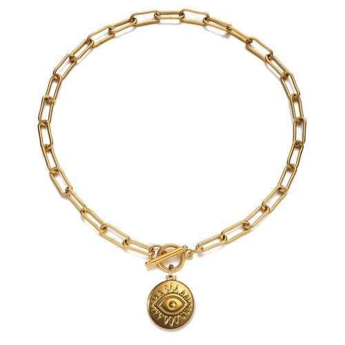 Stainless Steel Toggle Choker Necklace - Versatile Fashion Accessory - 50cm / Eye Gold