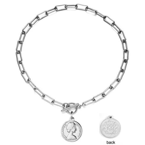 Stainless Steel Toggle Choker Necklace - Versatile Fashion Accessory