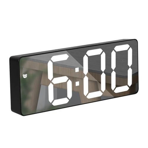 Amuixui Digital Alarm Clock with LED Display & 5 Smart Modes - Mirror Black
