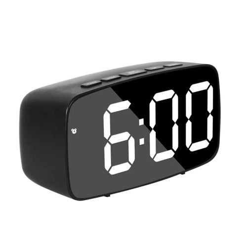 Amuixui Digital Alarm Clock with LED Display & 5 Smart Modes - Arc-Black