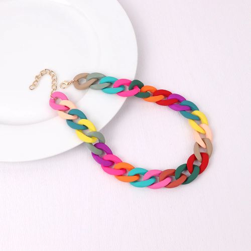 Acrylic Geometric Pendant Necklace - Trendy Fashion Jewelry - Colorful