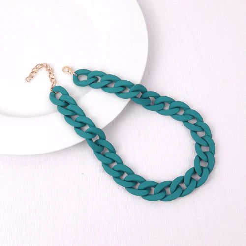 Acrylic Geometric Pendant Necklace - Trendy Fashion Jewelry - petrol blue