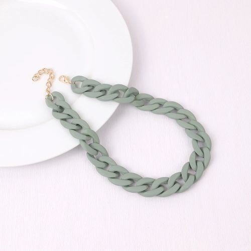 Acrylic Geometric Pendant Necklace - Trendy Fashion Jewelry - green grey