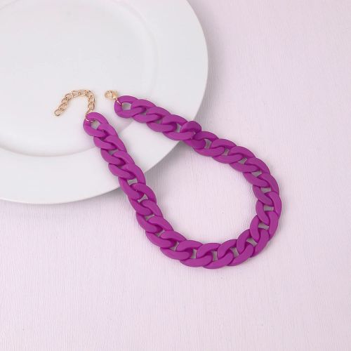 Acrylic Geometric Pendant Necklace - Trendy Fashion Jewelry - Purple Color