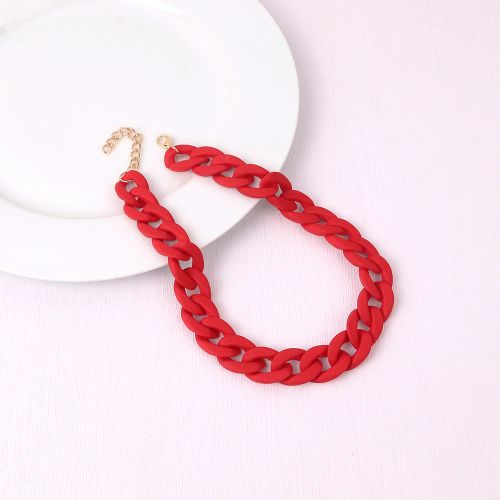 Acrylic Geometric Pendant Necklace - Trendy Fashion Jewelry - Red