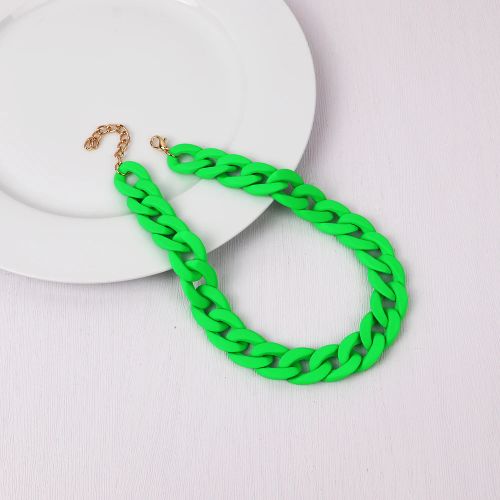 Acrylic Geometric Pendant Necklace - Trendy Fashion Jewelry - Neon Green