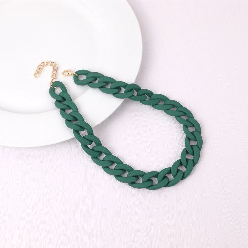 Acrylic Geometric Pendant Necklace - Trendy Fashion Jewelry - petrol green