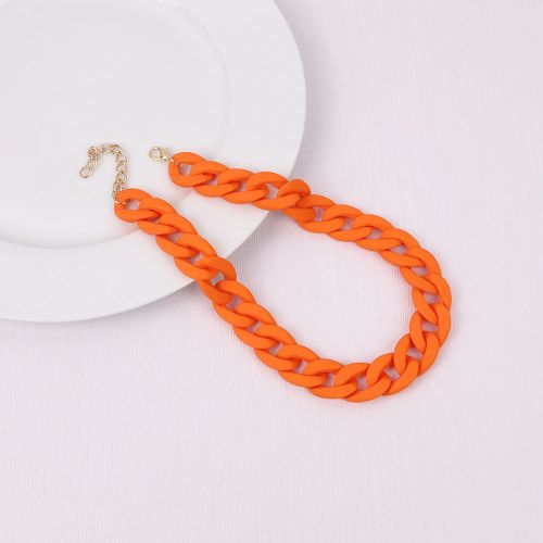 Acrylic Geometric Pendant Necklace - Trendy Fashion Jewelry - Orange
