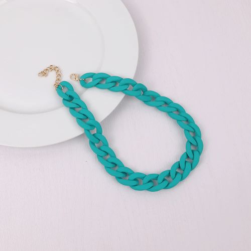 Acrylic Geometric Pendant Necklace - Trendy Fashion Jewelry - Lake Blue