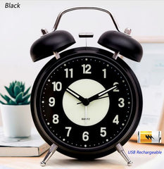 Twin Bell Loud Alarm Clock with Backlight - Silent Non-Ticking Quartz Design
