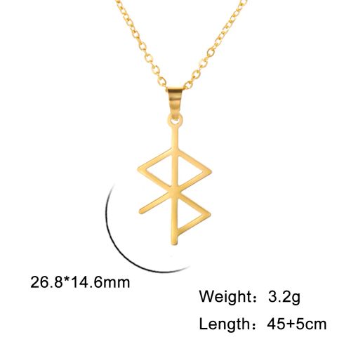 Dawapara Vintage Runes Pendant Necklace - Love & Peace Amulet - Small Gold color