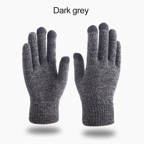 GAFASTWO Knitted Gloves - Warmth & Touchscreen - Winter Gloves - Dark grey / XL 23x11cm