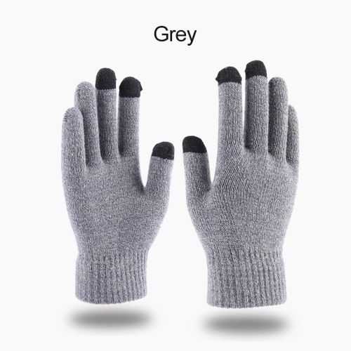 GAFASTWO Knitted Gloves - Warmth & Touchscreen - Winter Gloves - Grey / L 21x10.5cm