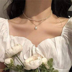 Bohemian Multilayer Pearl Necklace - Trendy Geometric Fashion