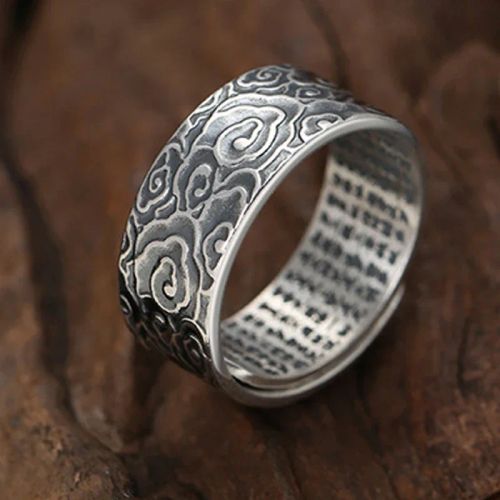 Pixiu Propitious Cloud Lucky Rings Unisex Retro Silver Adjustable Ring Symbolizes Wealth Brings Luck Jewelry Chinese