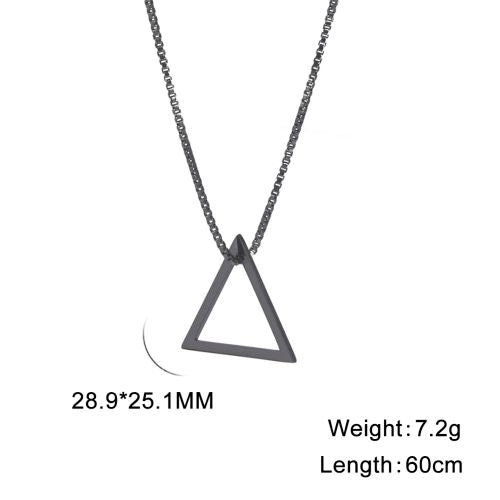 Unift Black Triangle Necklace For Men Minimal Geometry Pendant Stainless Steel Necklace Grunge Punk Male Jewelry