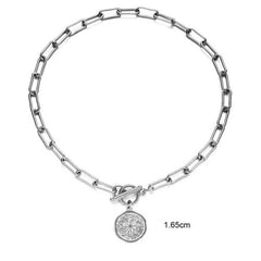 Stainless Steel Toggle Choker Necklace - Versatile Fashion Accessory