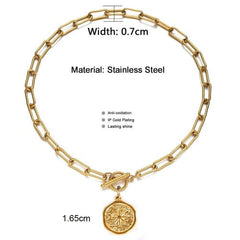 Stainless Steel Toggle Choker Necklace - Versatile Fashion Accessory