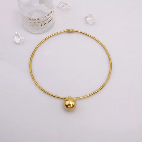 Kuziduocai Exquisite 316L Stainless Steel Ball Pendant Necklace - Gold