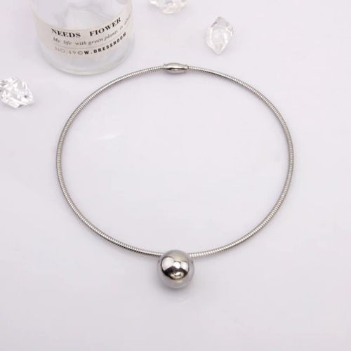 Kuziduocai Exquisite 316L Stainless Steel Ball Pendant Necklace
