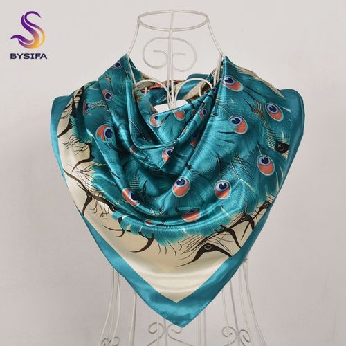 BYSIFA Floral Satin Square Scarf - Stylish & Versatile Accessory