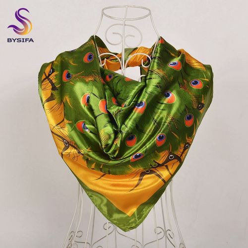 BYSIFA Floral Satin Square Scarf - Stylish & Versatile Accessory