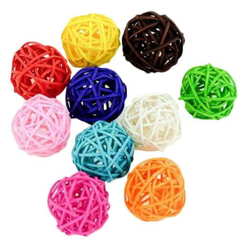 DZOMNOK Rattan Chewing Toy Balls for Parrots - Fun & Interactive Bird Toy - 10pcs color random