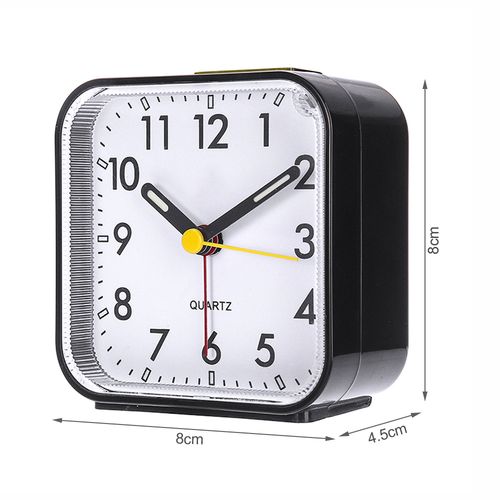 Silent Analogue Alarm Clock with Night Light & Snooze Function - black