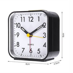 Silent Analogue Alarm Clock with Night Light & Snooze Function - black