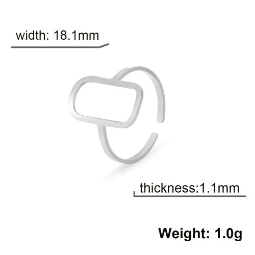 Cooltime Stainless Steel Adjustable Rings - Trendy Geometric Style