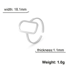 Cooltime Stainless Steel Adjustable Rings - Trendy Geometric Style