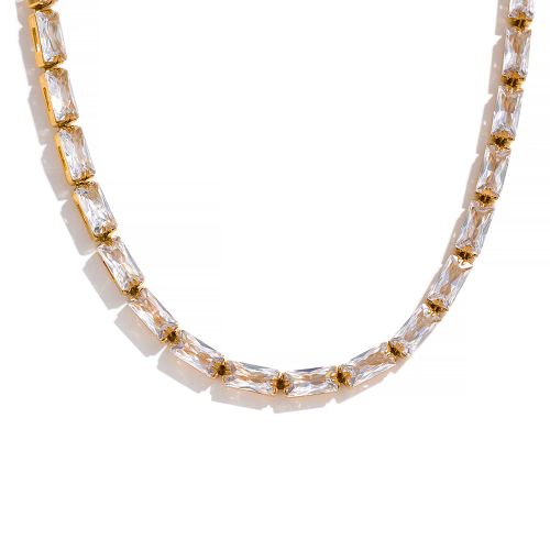 Yhpup Elegant Geometric Pendant Necklace & Bracelet Jewelry Set - YH238A White