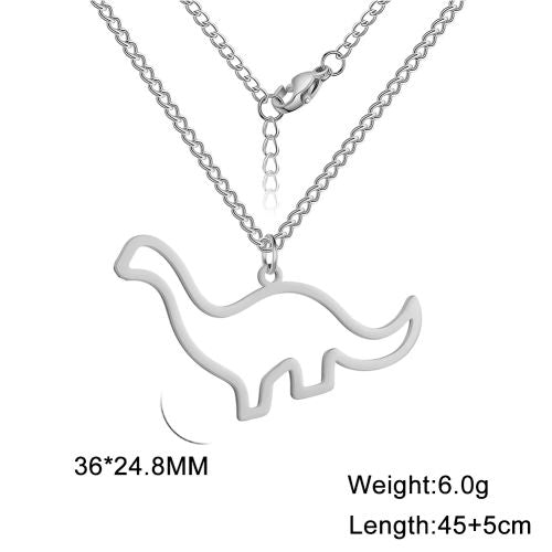 Skyrim Brachiosaurus Necklace - Stainless Steel Trendy Pendant - Steel color