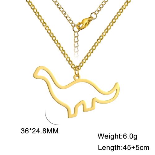 Skyrim Brachiosaurus Necklace - Stainless Steel Trendy Pendant - Gold-color