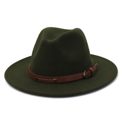 IF IFOND Warm Winter Fedora Hat for Outdoor Comfort - army green / M (56-58CM)