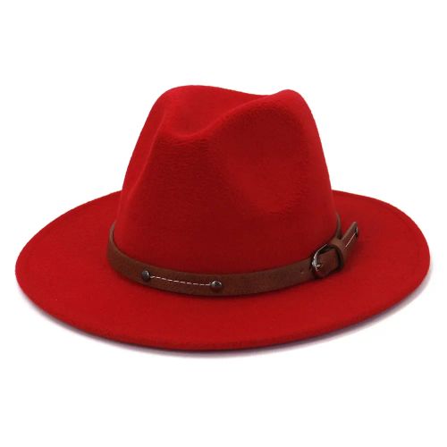 IF IFOND Warm Winter Fedora Hat for Outdoor Comfort - Red / M (56-58CM)