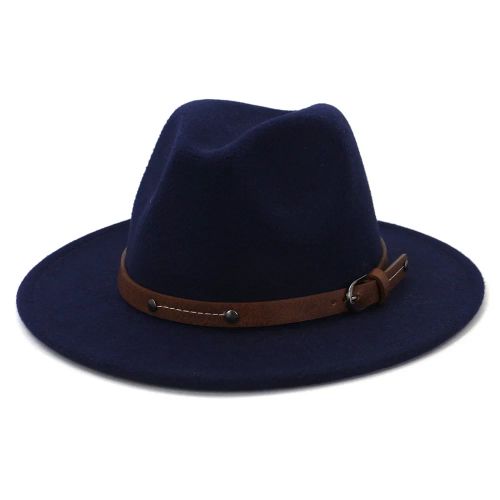 IF IFOND Warm Winter Fedora Hat for Outdoor Comfort - DEEP BLUE / L (59-61CM)