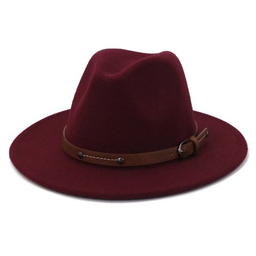 IF IFOND Warm Winter Fedora Hat for Outdoor Comfort - wine red / M (56-58CM)