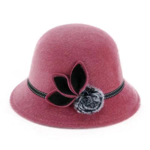 Stylish Wool and Acrylic Fedora Hat for Winter - Fashionable & Warm - Pink