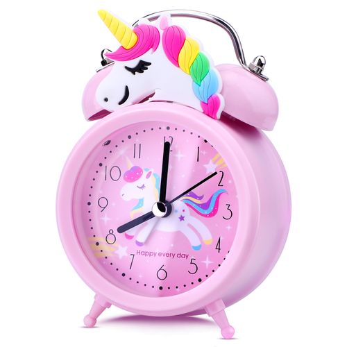 Unicorn Kids Alarm Clock with Backlight - Cute Desk Clock for Children - pink